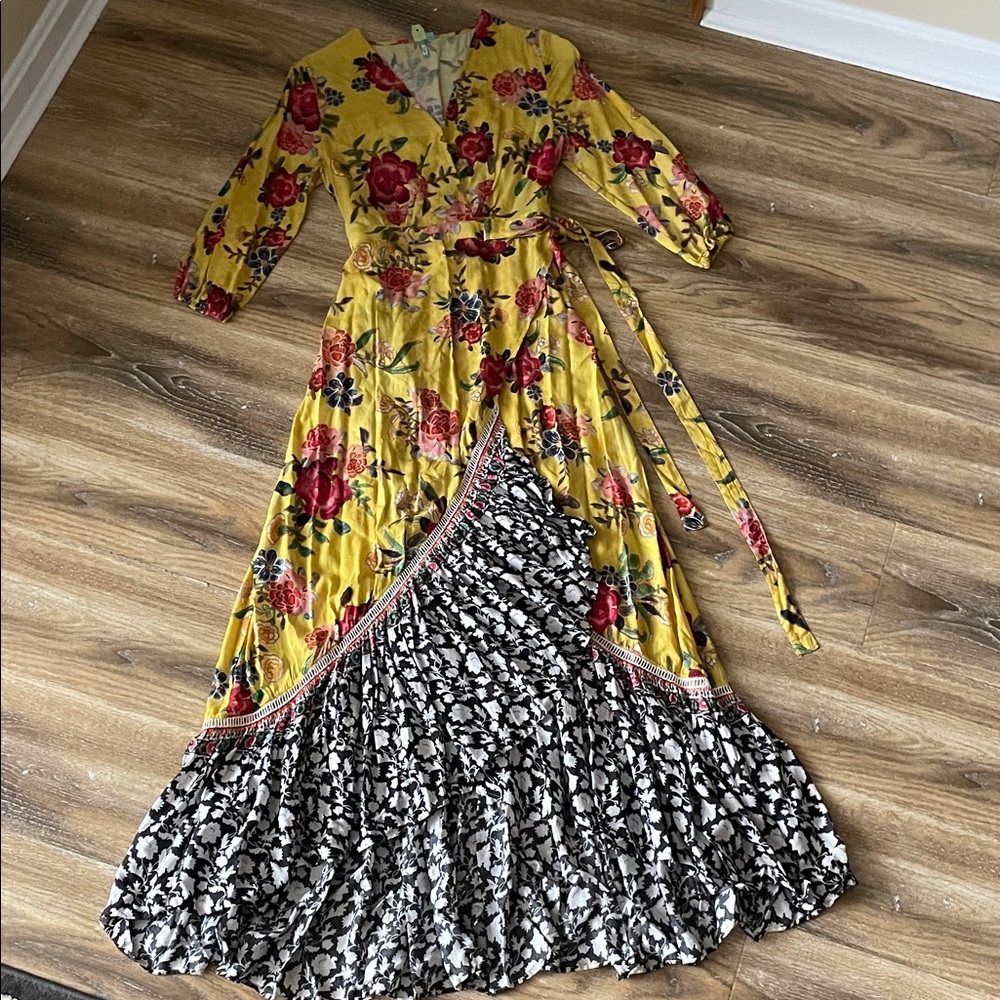 Farm Rio Anthropologie Sunlit Floral Wrap Maxi Dress